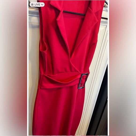 Boohoo Dresses & Skirts - BOOHOO BELTED RED MINI  DRESS SZ 4